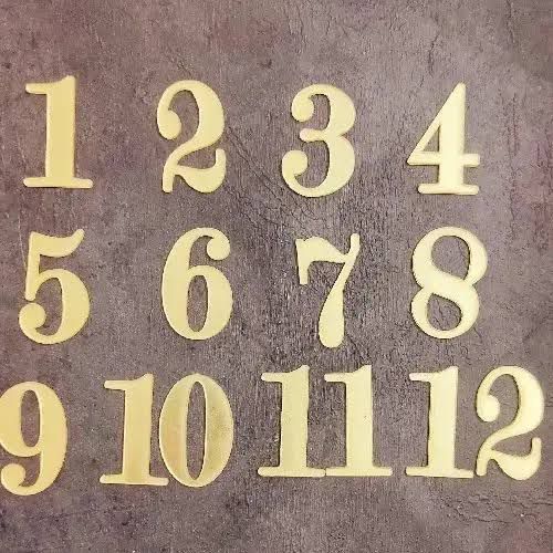 12 Acrylic Numeric Numbers For Clock (GOLD)