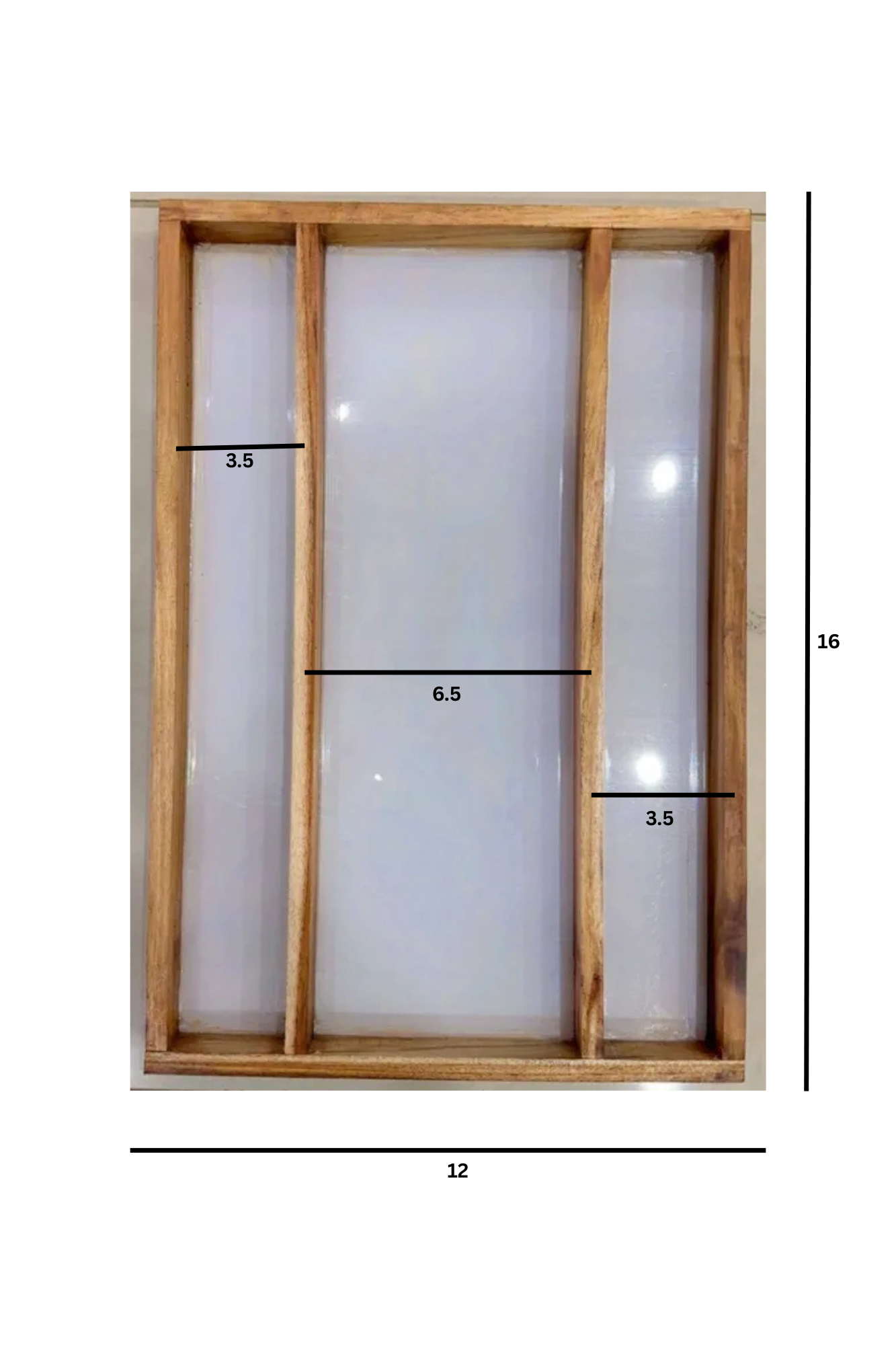 12 X 16 X 2.5 Inch MDF Teakwood (3 Sections) Acrylic Slider 3 side