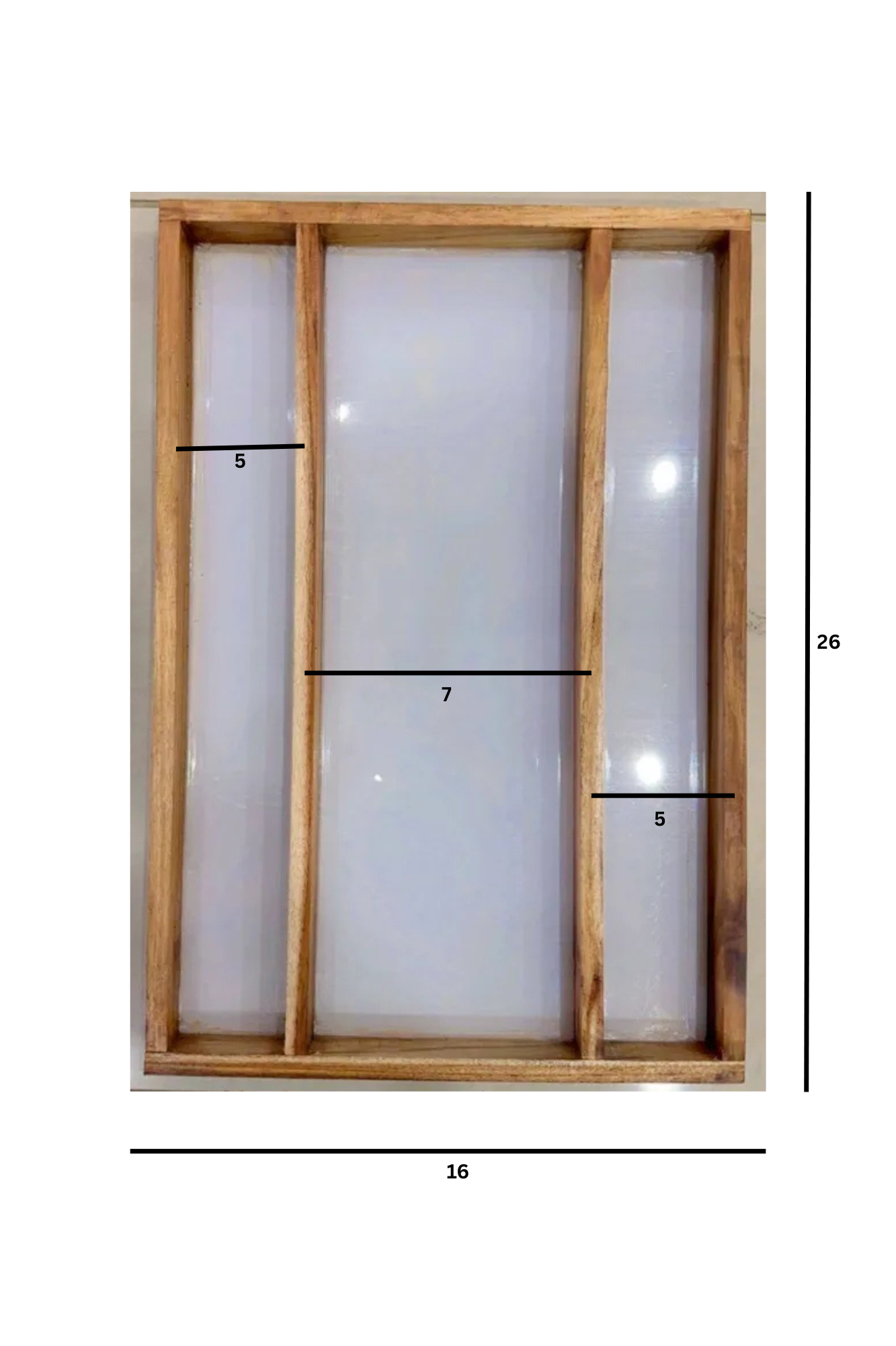 16 x 26 Inch With MDF 3 Partition Teakwood (3 Sections)