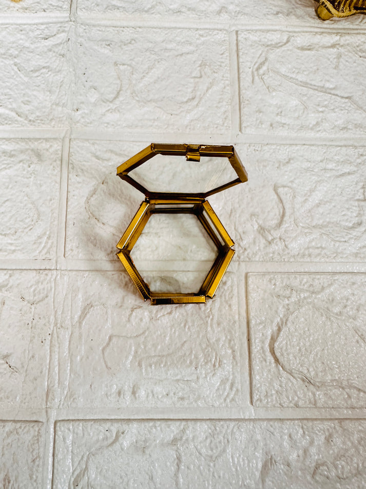 Hexagon Metal Ring Gift Boxes, 2.5 × 2.5× 1.5 inch