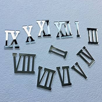12 Acrylic Roman Numbers for clock (SILVER)
